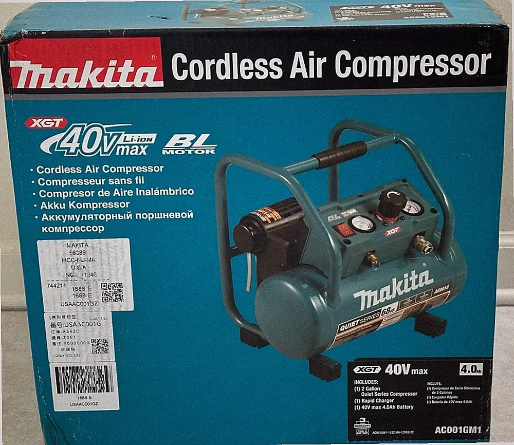 Makita AC001GM1 40V MAX XGT Brushless Cordless 2 Gal Quiet Series Compressor Kit
